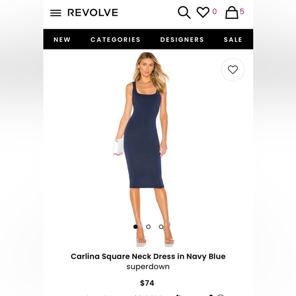 Carlina Square Neck Dress in Navy Blue - Picture 7 of 7